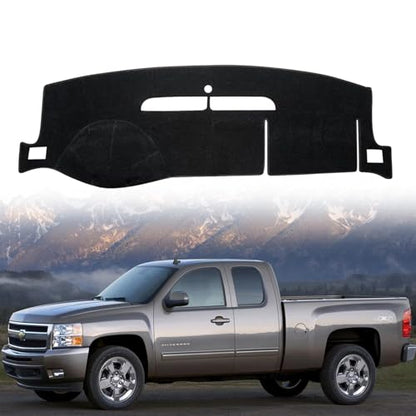 Dashboard Flannel Dash Cover Mat for 2007-2013 Chevy Chevrolet Silverado 1500 2500 3500 LTZ Flannel Custom Fit Silverado Dash Cover with 2 Glove Boxes (Silverado 2007-2013, Black, LTZ) - size: Flannel Silverado 2007-2013 Black LTZ-NEW