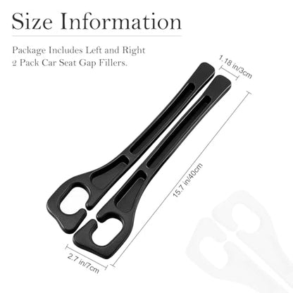 Car Seat Gap Filler 2-Pack, Universal Car Seat Gap Filler Organizer, Seat Gap Plug – Fills Gap Between Seat & Console, Drop-Proof Guard for Phones, Keys & Cards, Fits Cars, SUVs, Trucks, Black