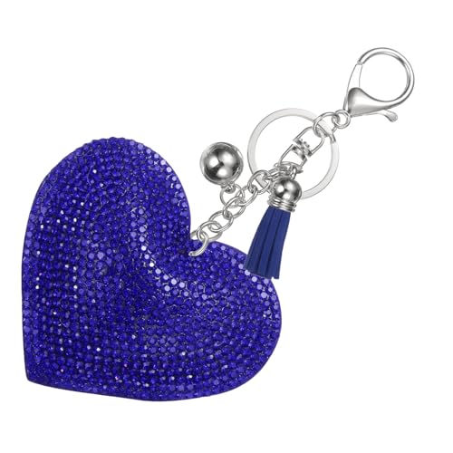 PATIKIL Rhinestone Keychains for Women, Cute Bling Heart Shape Purse Charm for Bag Handbags Car Keys - color: White-blue