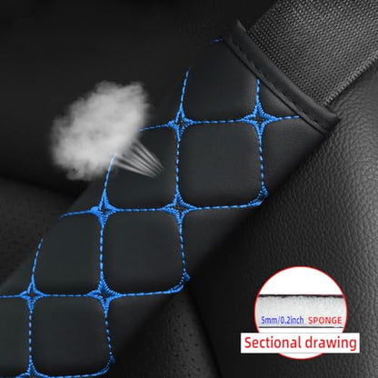 HZEL 2PCS Car Seat Belt Cover, Breathable Leather Automotive Safety Seatbelt Shoulder Strap Protector, Soft Harness Pad to Protect Neck Shoulder, Universal Vehicle Interior Accessories (Blue) - color: Blue