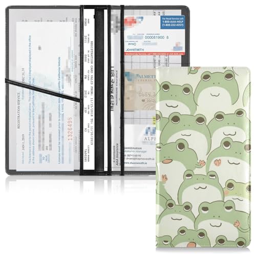 linqin Car Registration and Insurance Card Holder, Cute Frog Kiddie Glove Box Organizer Card Document Wallet - color: Cute Frog Kiddie