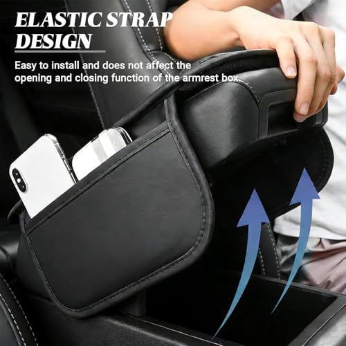 Upgraded Car Center Console Cover, Leather Auto Armrest Cover with 2 Storage Bags, Waterproof Center Console Protective Pad, Universal Cars Armrest Storage Box for Sedan, SUV, Truck (Gray) - color: Gray