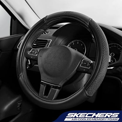 Skechers Air-Cooled Steering Wheel Cover,Leather Car Steering Wheel Cover Universal Fit 14" 1/2-15" Car Wheel Protector for Men Women Fit Suvs,Vans,Sedans,Car,Trucks,Black - color: Black
