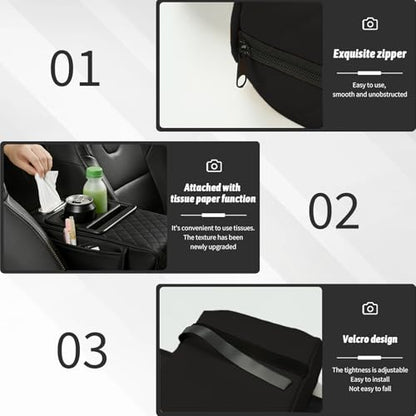 Center Console Holster,Arm Rest Cover for Car,Multifunctional PU Leather Car Armrest Box Mat,5-in-1 Car Armrest Cover with Cup Holder(Black)