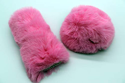 Pinbola 5pcs in 1 Set Faux Wool Steering Wheel Cover Soft Fluffy Handbrake Cover & Gear Shift Cover & 2pcs Seat Belt Shoulder Pads Warm Universal Fit for 15 Inch (Pink) - color: Pink