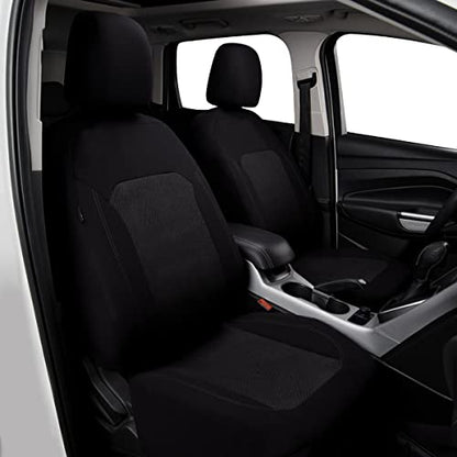Flying Banner Car Seat Covers Full Set Universal fit Most Car,Truck,SUV and Van Comfortable Airbag Compatible Jacquard & Polyester (Full Set - Low Back, Black Gray Thread) - color: Black Gray Thread