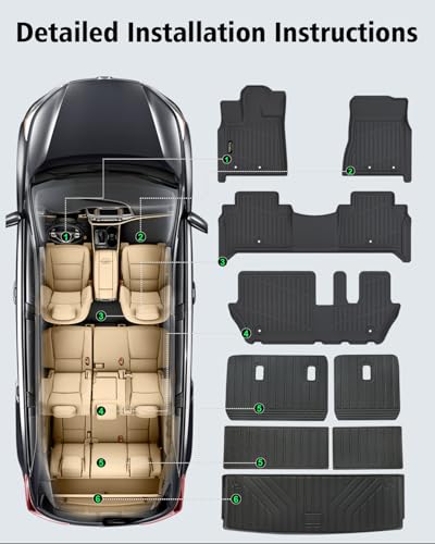 Floor Mats Custom for Nissan Armada 2025-2026 / Infiniti QX80 Fit 8 Seats Trunk Mat with Backrest Mat All Weather TPE Rubber Cargo Liner Full Set Floor Liners for Armada 2025 Accessories - size: For Niaasn Armada 2025-2026 All Mats