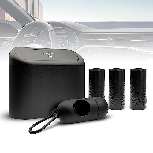 Car Trash Can with 3 Rolls Trash Bags, 1.2 Gallon Vehicle Garbage Bin with Lid & Leak-Proof Design, Portable Auto Waste Container for Cars/Trucks/SUVs, Hangs on Seat or Console (Black) - color: Black