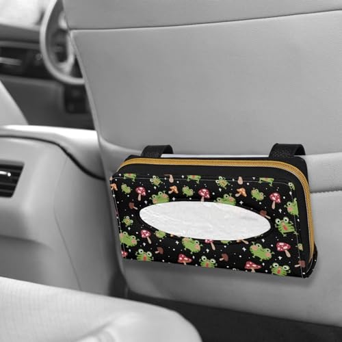 Frog Mushroom Leather Tissue Holder Car Mask Holder PU Leather Car Standard Tissue Holder Durable Visor Tissue Holder Car Visor Accessories Universal Fit Most Cars - color: Frog Mushroom
