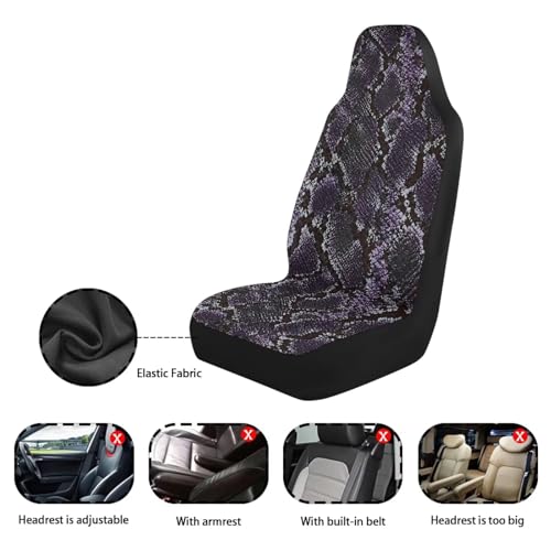 Purple Snakeskin Print Car Seat Covers Thin Set of 2 Automobile Front Seat Covers Vehicle Accessories Cushion for SUV Trucks Chairs Vans Auto - color: Purple Snakeskin