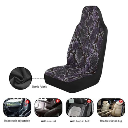 Purple Snakeskin Print Car Seat Covers Thin Set of 2 Automobile Front Seat Covers Vehicle Accessories Cushion for SUV Trucks Chairs Vans Auto - color: Purple Snakeskin