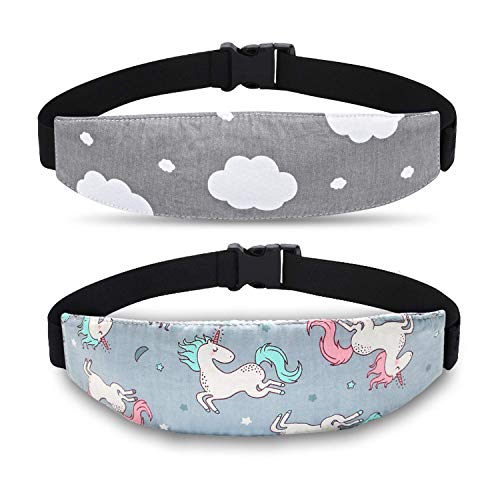 Baby Carseat Head Support,Car seat Straps Pillow Support Ban,Stroller Neck Relief Strap Headrest,Slumber Sling Sleep Positioner for Toddler Infants Child Children Kids(Black Cloud + Fish) - color: Pink Unicorn -1 Pack)
