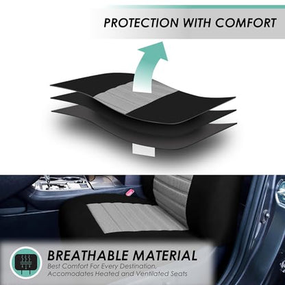 FH Group Full Set 3D Air Mesh Car Seat Covers - Universal Fit, Low Back Seat Cover, Airbag Compatible, Split Bench Rear Seat, Washable Seat Cover for SUV, Sedan, Gray - color: Gray, style: Full Set