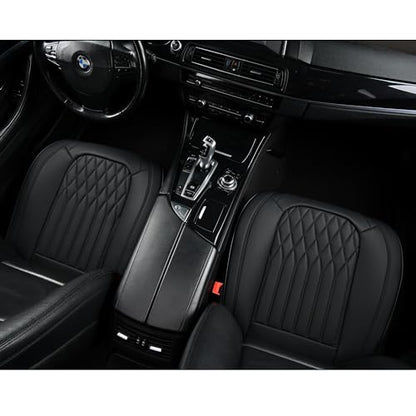 BWTJF Black Car Seat Cover 2 Pack, Universal Leather Front Seat Covers Bottom Protector, Anti-Slip and Full Wrapping Edge Compatible with Most of Vehicles - SUVs/Sedans/Pickup Trucks - color: Black, size: StyleB-Lozenge