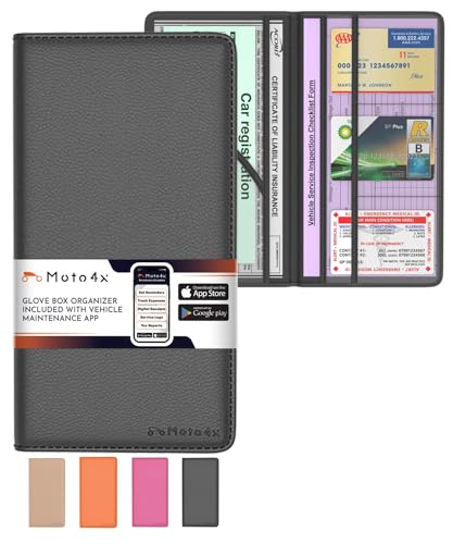 Premium Leather with Magnetic Shut Car Registration and Insurance Card Holder, Glove Box Organizer for License, Cards & Documents, a Car Wallet for All Vehicle Needs and Car Accessories: Black