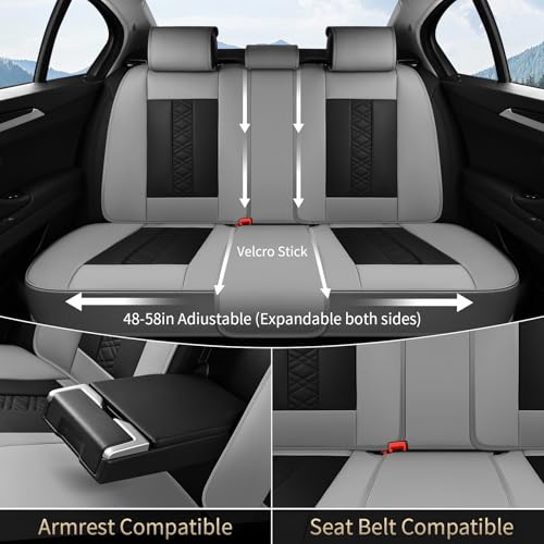 Seat Covers, Atomutive Car Seat Covers Full Sets, Waterproof Seat Cover for Cars, Luxury Leather Universal Seat Cover Accessories Fit for Most Cars SUV Truck Sedans(Grey)