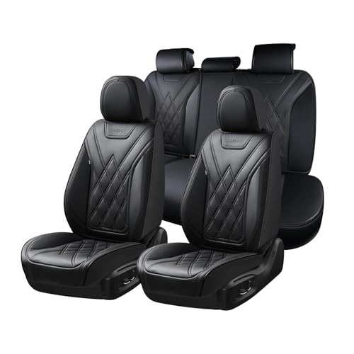 Coverado Car Seat Covers Full Set, Seat Covers for Cars, Front Seat Covers and Back Seat Cover Waterproof Leather Automotive Seat Cover, Universal Car Interior Protectors Cushion for Most Cars - color: 01-Black, size: FullSet