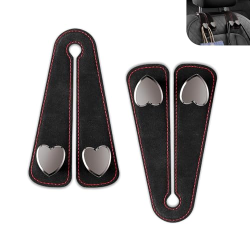 2 PCS Car Purse Hook, Cute Headrest Hooks, Seat Back Storage Holder, for Umbrellas Wallets Support, Multifunctiona Car Accessories (Black)