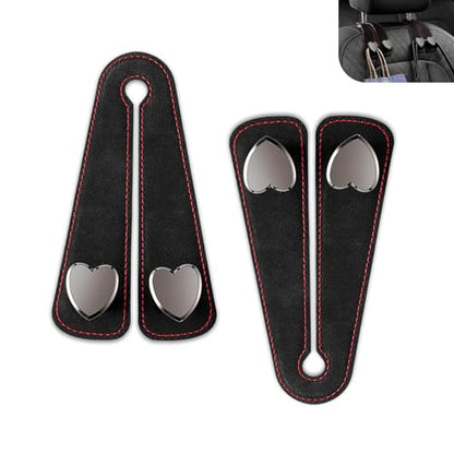 2 PCS Car Purse Hook, Cute Headrest Hooks, Seat Back Storage Holder, for Umbrellas Wallets Support, Multifunctiona Car Accessories (Black)