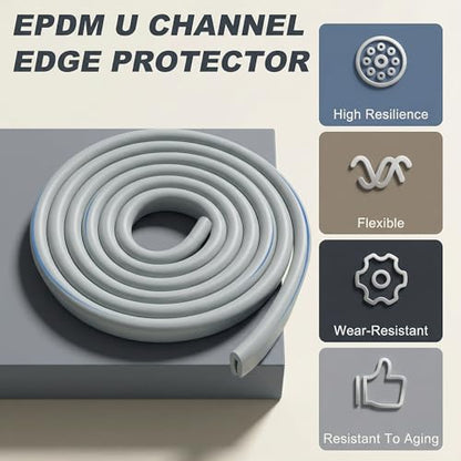 Rubber U Channel Edge Trim, Door Seal Strip, Fits Edge up to 1/16 Inch (1. 6mm) U Shape Weather Stripping(10 Feet,Gray) - color: Gray, size: 10 Feet