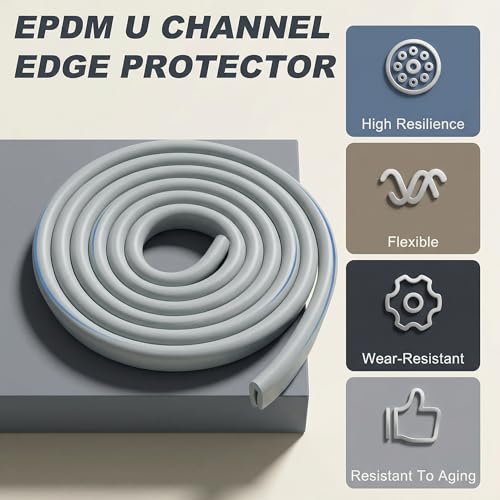 Rubber U Channel Edge Trim, Door Seal Strip, Fits Edge up to 1/16 Inch (1. 6mm) U Shape Weather Stripping(20 Feet,Gray) - color: Gray, size: 20 Feet