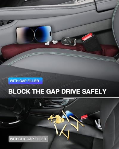 Leather Car Seat Gap Filler Universal for Car Truck SUV to Block The Gap Between Seat and Console Stop Things from Dropping 2 Sets Red, SGF02R - color: red