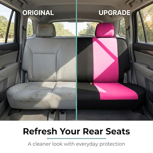 FH Group Pair Set Flat Cloth Car Seat Covers- Universal Fit for Trucks, SUVs, and Vans (Pink/Black) FB050102 - color: Pink