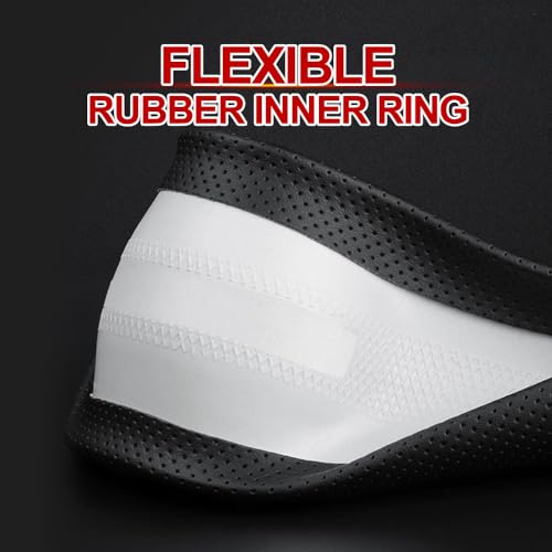 HAOTULE New Nappa Leather car Steering Wheel Cover，for Car Truck SUV 15 inch (Black) - color: Black-2