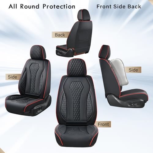 Coverado Automotive Seat Covers, Leather Seat Covers Front Seat, Black Car Seat Covers, Luxury Car Seat Covers, Seat Cushion, Front Driver Seat Covers, Car Seat Protector Universal Fit Most Cars - color: Redline/Black, size: FrontPair