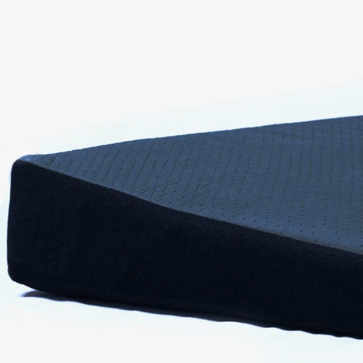 New Breathable Comfortable Ergonomic Wedge Car Seat Office Chair Back Lumbar Support Cushion (Dark Grey Syn Leather)