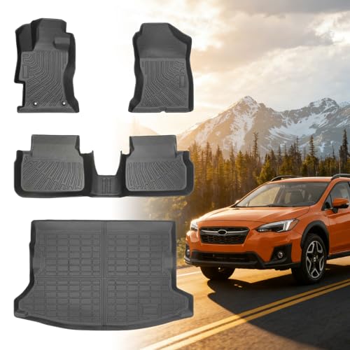 Floor Mats for Subaru Crosstrek 2018-2021-2023, for Subaru Impreza(NOT Hybrid) 2017-2023, Front Rear Mats & Cargo Mat, TPE Anti-Slip Waterproof Summer Winter Floor Liners Car Accessories - style: 11)2017-2023|Crosstrek&Impreza|Floor&Cargo Mats