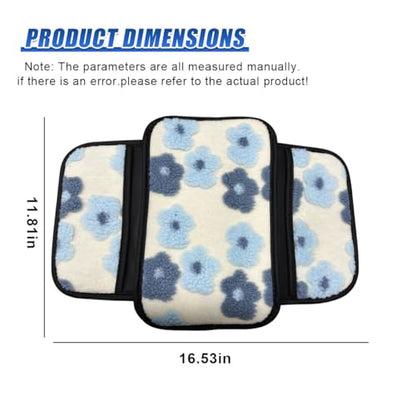 Car Center Console Cover, Soft Fluffy Car Armrest Seat Box Cushion Pad with 2 Storage Bags, Universal Vehicle Interior Protector Accessories for Most Sedans, SUVs, Trucks (Blue)
