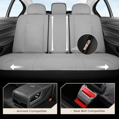 Coverado Car Seat Covers 5 Seats, Luxury Diamond Leather Seat Covers Full Set, Carbon Fiber Textured Design, Durable Waterproof Seat Protectors, Automotive Seat Covers Universal Fit Most Cars, Gray - color: Gray, size: Full set
