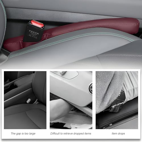 2PCS Car Seat Gap Filler, Soft Foam Automotive Organizer to Fill The Gap Between Seats Console Stop Things from Dropping, Vehicle Seat Side Gap Stopper, Universal for Truck SUV (Wine Red) - color: Wine Red