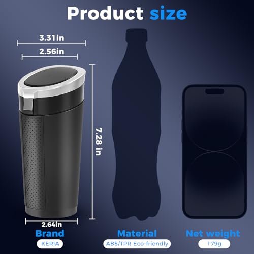 Keria Car Trash Can Bin with Lid - Mini Car Garbage Can Cup Holder-Small Leakproof Vehicle Trash Garbage Can Bin-Automotive Car Organizers and Storage for Back Seat SUV Vechile Accessories (Sliver)