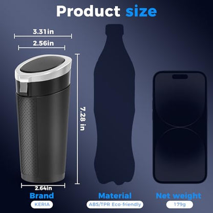 Keria Car Trash Can Bin with Lid - Mini Car Garbage Can Cup Holder-Small Leakproof Vehicle Trash Garbage Can Bin-Automotive Car Organizers and Storage for Back Seat SUV Vechile Accessories (Sliver)