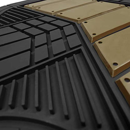 BDK Beige Heavy Duty Front & Rear Rubber Floor Mats Universal Liners for Car SUV Van & Truck, All Weather Protection with Anti-Slip Nibs, Fit Contours of Most Vehicles - color: 688-BG