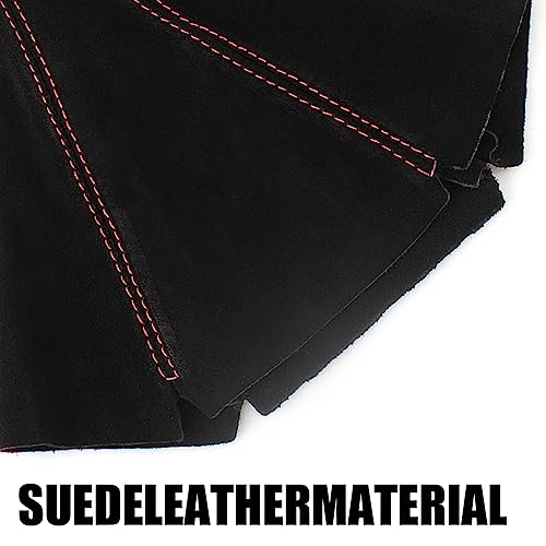 BESULEN Car Shift Boot Cover, Suede Leather Shift Knob Boot Dust Cover, Manual/Auto Shifter Boot Sleeve Replacement, Handbrake Gaiter Boot Dust Cover Car Interior Accessories, Red/White - color: Red/White