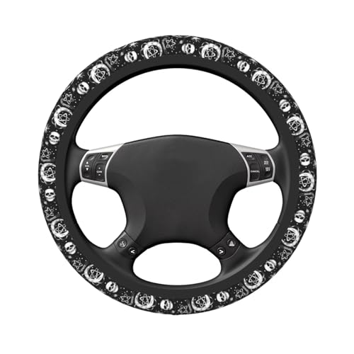 Steering Wheel Cover Moon Star Accessory - Universal 15 Inch Maya Bohemian Style for Women's Cars - color: Moon Star