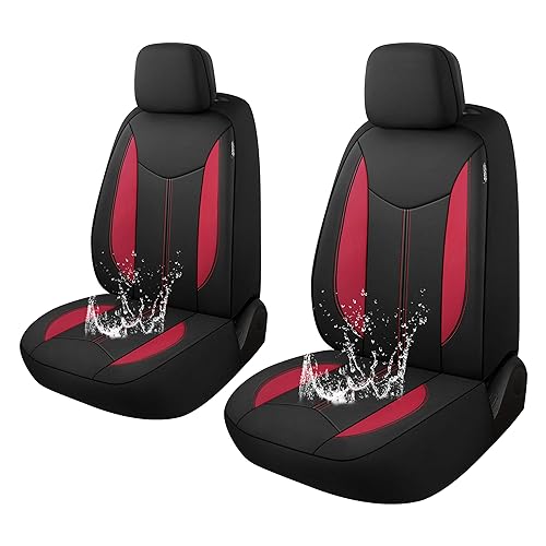 CAROMOP Neoprene Car Seat Cover 2 Front Seats, Waterproof Seat Covers for Cars, Universal Fit for Most Car Interior Covers-Sedan Truck SUV(Black/Red) - color: Black/Red, size: Front Set