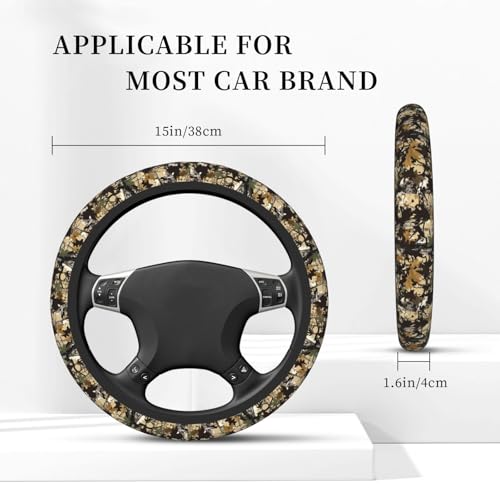 Forest Camo Neoprene Steering Wheel Cover Anti-Slip Elastic Comouflage Tree Hunting Steering Wheel Protective Cover 15in Universal Car Accessories Fit Cars, SUVs, Auto - color: Forest Camo
