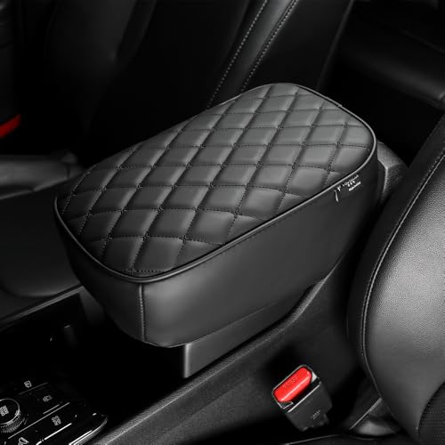 Car Armrest Cushion Cover Compatible with Kia Sportage 2023 2024 2025 2026 Accessories, Leather Center Console Armrest Pad(Black) - color: Black, size: Size compatible with Sportage 2023-2026