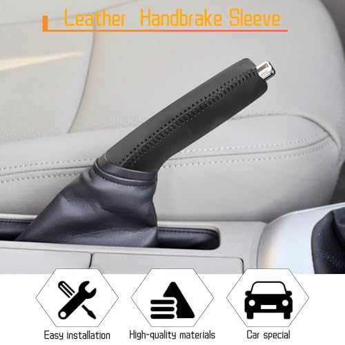 Genuine Leather Handbrake Protector Cover Compatible with Toyota Corolla 2009-2013 Anti-Slip Hand Brake Parking Lever Sleeve Black