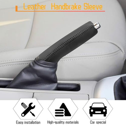 Genuine Leather Handbrake Protector Cover Compatible with Toyota Corolla 2009-2013 Anti-Slip Hand Brake Parking Lever Sleeve Black