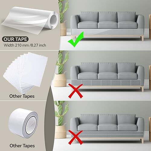 Cat Anti Scratch Tape (11.8" x 197") Transparent Anti Cat Scratch Furniture Protector, Wear and Scratch Resistant Cat Scratch Deterrent Sticky Paws Tape for Carpet, Sofa, Couch, Door