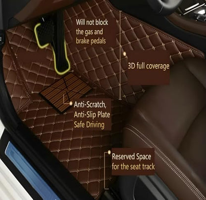 Customize Car Floor Mats for 99% Sedan SUV Sports Car All Weather Leather Full Coverage Waterproof Non-Slip Vehicle Lining Pads (Black White Stitching) - color: Black white stitching