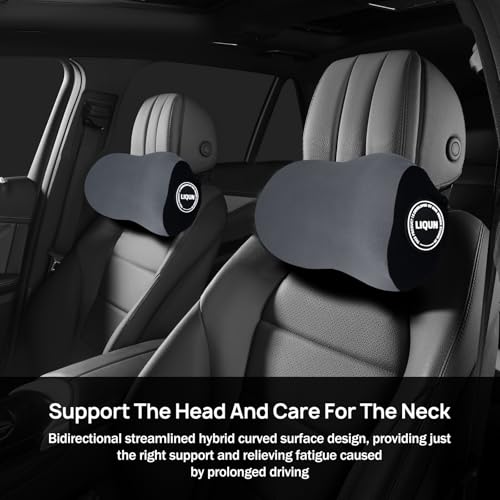 LIQUN Car Seat Neck Pillow, Skin Friendly Car Head Pillow, Memory Foam Neck Support, Driving to Relieve Neck Pain and Shoulder Pressure, (Grey) - color: Grey
