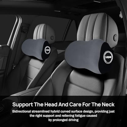 LIQUN Car Seat Neck Pillow, Skin Friendly Car Head Pillow, Memory Foam Neck Support, Driving to Relieve Neck Pain and Shoulder Pressure, (Grey) - color: Grey