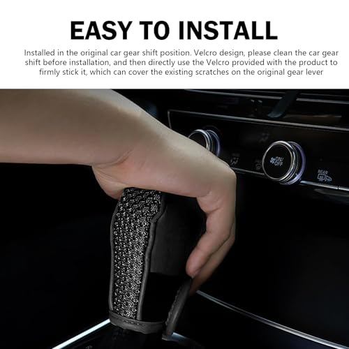 1 PC Car Gear Shifting Knob Cover, Leather Comfortable Gear Shift Cover, Anti-Slip Waterproof Shift Knob Gear Handle Protector Cover, Universal Decoration Accessories for Cars SUVs (Black)