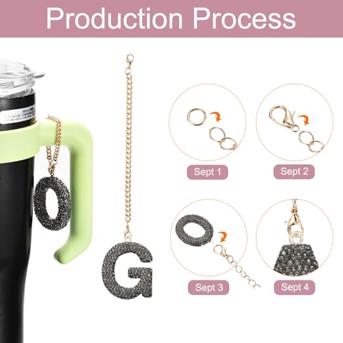 MECCANIXITY Bling Car Letter Charm, Initial G Letter Interior Car Rear View Mirror Decoration Hanging Crystal Ornaments for Women Bags Water Cup DIY Craft, Gray - style: G Letter